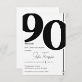 ミニマモダンリスト黒番90歳の誕生日の招待状 招待状 (正面/裏面)