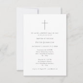 ミニマモダンリスト黒白クロスバプテスマ 招待状 (正面)