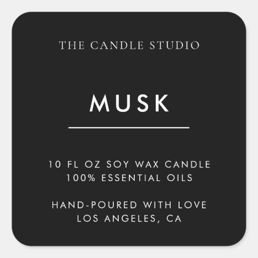 ミニマモダンリスト黒色包装用キャンドル化粧料 スクエアシール (正面)