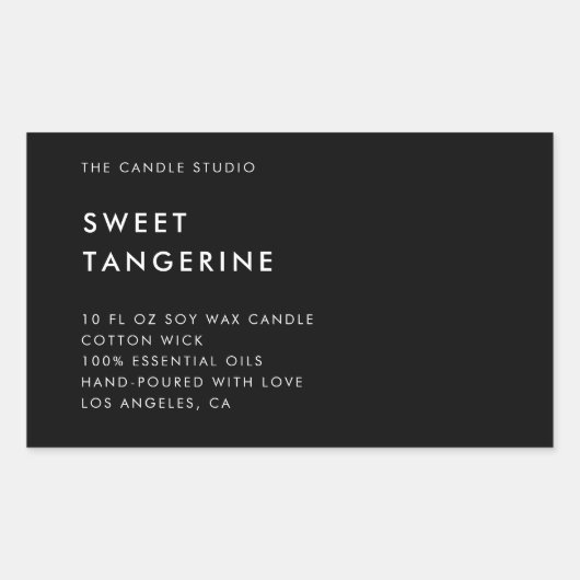 ミニマモダンリスト黒色包装用キャンドル化粧料 長方形シール (正面)