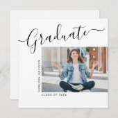 ミニマモダンリスト1フォトスクエア卒業 案内状 (正面/裏面)