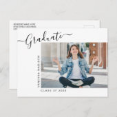 ミニマモダンリスト1写真の卒業発表 ポストカード (正面/裏面)
