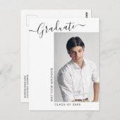 ミニマモダンリスト1写真の卒業発表 ポストカード (正面/裏面)