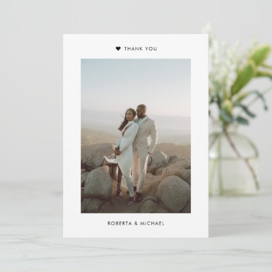 ミニマモダンリスト1写真結婚のサンキューカード サンキューカード (スタンド正面)