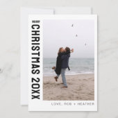 ミニマモダンリスト1枚のフォトパーソナライズされたクリスマス シーズンカード (正面)