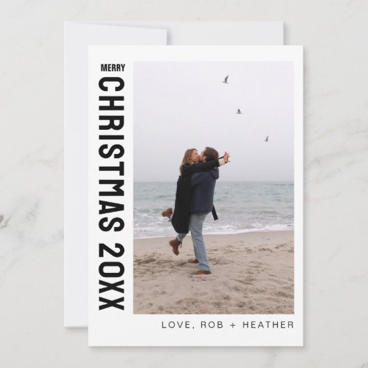 ミニマモダンリスト1枚のフォトパーソナライズされたクリスマス シーズンカード (正面)