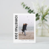 ミニマモダンリスト1枚のフォトパーソナライズされたクリスマス シーズンポストカード (スタンド正面)