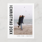 ミニマモダンリスト1枚のフォトパーソナライズされたクリスマス シーズンポストカード (正面)