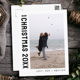 ミニマモダンリスト1枚のフォトパーソナライズされたクリスマス シーズンポストカード