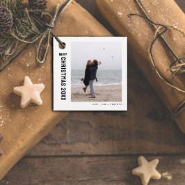 ミニマモダンリスト1枚のフォトパーソナライズされたクリスマス フェイバータグ