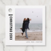 ミニマモダンリスト1枚のフォトパーソナライズされたクリスマス フェイバータグ (正面)