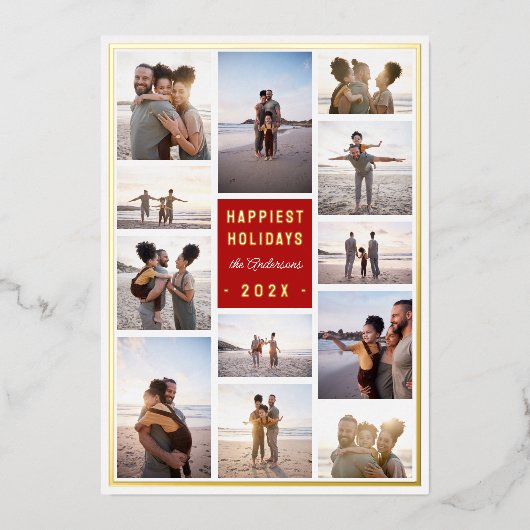 ミニマモダンリスト12フォトコラージュクリスマス 箔シーズンカード (正面)