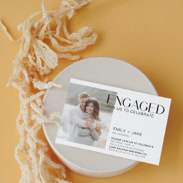 ミニマモダンリスト2フォトブラック&ホワイト婚約 招待状