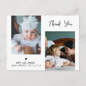 ミニマモダンリスト2フォトベビーシャワーありがとう ポストカード (正面)