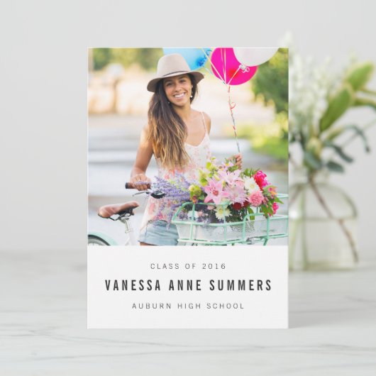 ミニマモダンリスト2写真卒業のお知らせ 招待状 (スタンド正面)