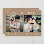 ミニマモダンリスト2写真救日付Kraftカード セーブザデート (正面/裏面)