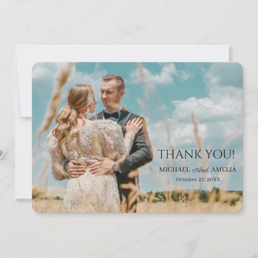 ミニマモダンリスト2写真結婚のサンキューカード (正面)