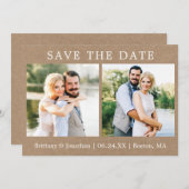 ミニマモダンリスト2写真Kraftカード日付を保存 セーブザデート (正面/裏面)