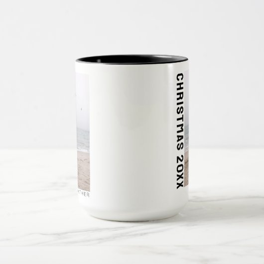 ミニマモダンリスト2枚の写真のクリパーソナライズされたスマス マグカップ (中央)