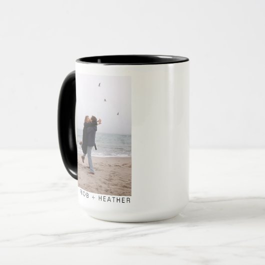 ミニマモダンリスト2枚の写真のクリパーソナライズされたスマス マグカップ (正面左)