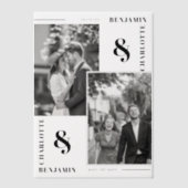 ミニマモダンリスト2枚の写真日付を保存 ベラム紙招待状 (正面)