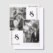 ミニマモダンリスト2枚の写真日付を保存 ベラム紙招待状 (オフセット)