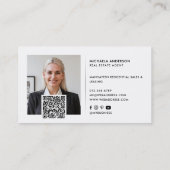 ミニマモダンリスト2枚の写真QRコード&ソーシャルメディア 名刺 (裏面)