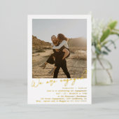 ミニマモダンリスト2枚の婚約パーティ 箔招待状 (立ち正面)