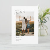 ミニマモダンリスト2枚フォトメリークリスマスカード 招待状 (スタンド正面)