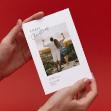 ミニマモダンリスト2枚フォトメリークリスマスカード