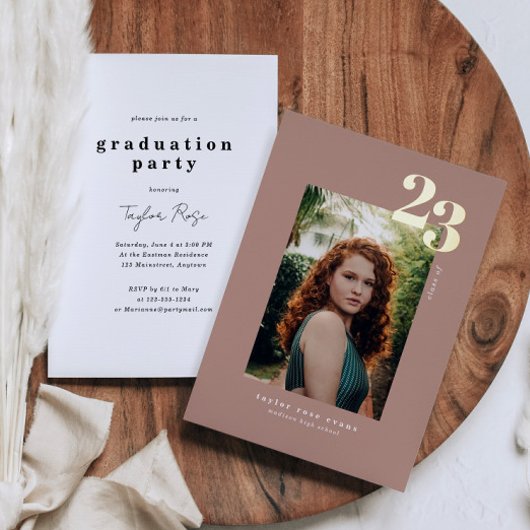 ミニマモダンリスト2023 |写真の卒業 箔招待状