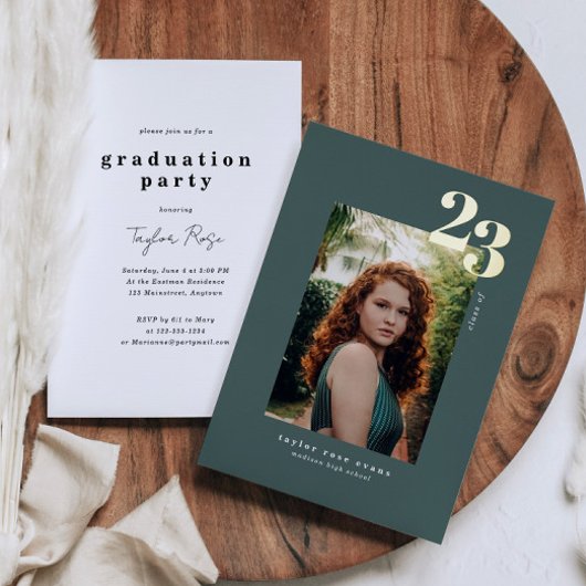 ミニマモダンリスト2023 |写真の卒業 箔招待状