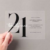 ミニマモダンリスト21歳の誕生日 アクリル招待状 (インサイチュ (ポータブル))