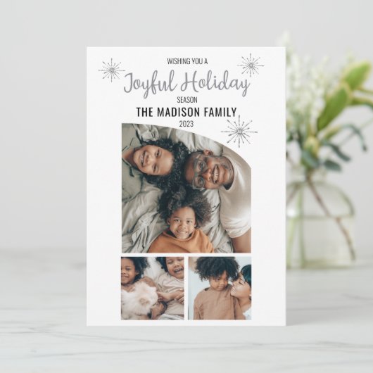 ミニマモダンリスト3写真うれしそうなホリデーシーズン シーズンカード (スタンド正面)