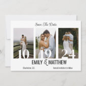 ミニマモダンリスト3写真エレガント日付の保存 セーブザデート (正面)