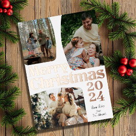 ミニマモダンリスト3写真メリークリスマス 箔シーズンカード