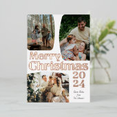 ミニマモダンリスト3写真メリークリスマス 箔シーズンカード (立ち正面)