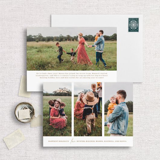 ミニマモダンリスト3縦写真ホリデーカード シーズンカード