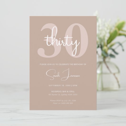 ミニマモダンリスト30th誕生日パーティの招待状 招待状 (スタンド正面)