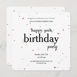 ミニマモダンリスト30th誕生日パーティー、30誕生 招待状