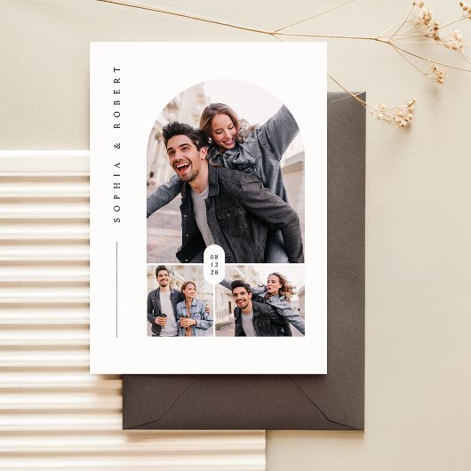 ミニマモダンリスト3 Photo Collage結婚's 招待状