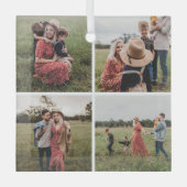 ミニマモダンリスト4フォトコラージクリスマス ガラスオーナメント (正面)