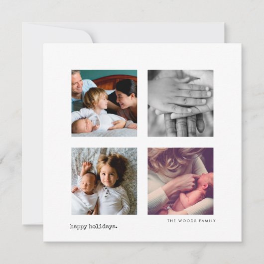 ミニマモダンリスト4フォトコラージクリスマス シーズンカード (正面)