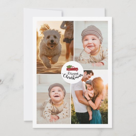 ミニマモダンリスト4フォトコラージクリスマス シーズンカード (正面)