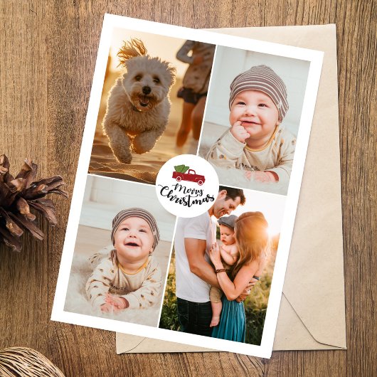 ミニマモダンリスト4フォトコラージクリスマス シーズンカード