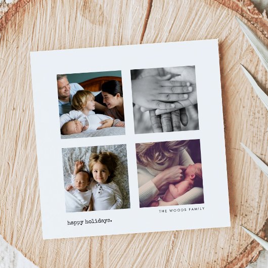 ミニマモダンリスト4フォトコラージクリスマス シーズンカード