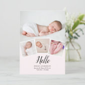 ミニマモダンリスト4フォトコラージュベビーガール誕生 案内状 (スタンド正面)