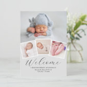 ミニマモダンリスト4フォトコラージュ男の赤ちゃん誕生 案内状 (スタンド正面)