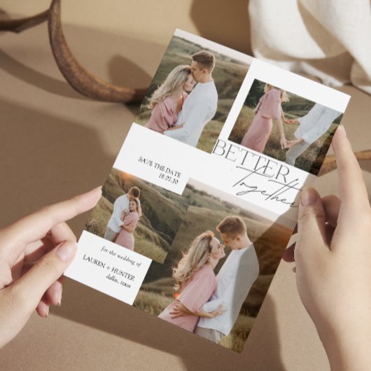 ミニマモダンリスト4フォトタイポグラフィ結婚ズ セーブザデート