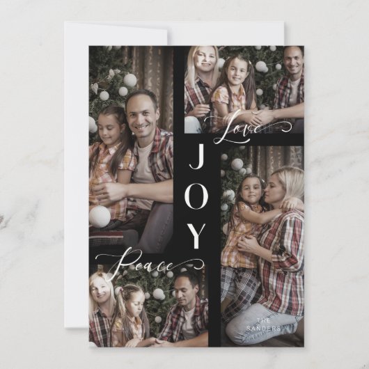 ミニマモダンリスト4枚の写真コラージュのクリスマスカード (正面)